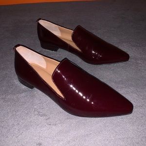 Calvin Klein Women's Patent Burgundy Pointed Toe Flats